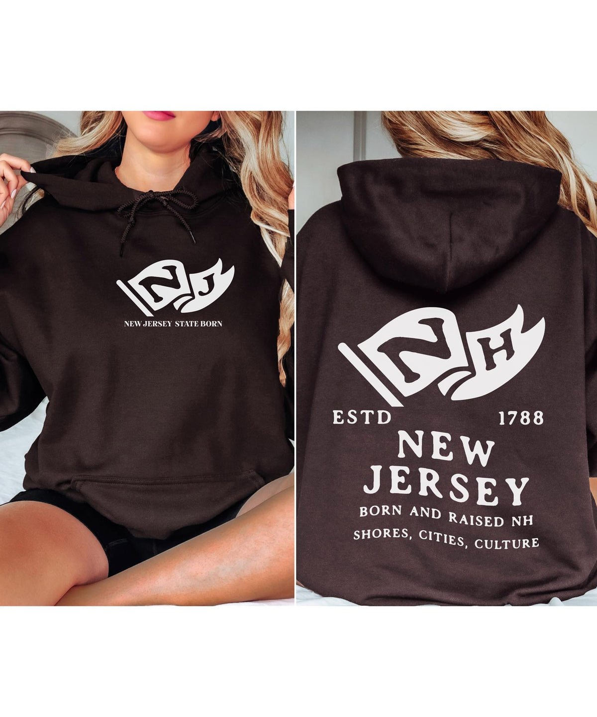 New Jersey State Born and Raised Unisex Hoodie - Garden State Pride Design