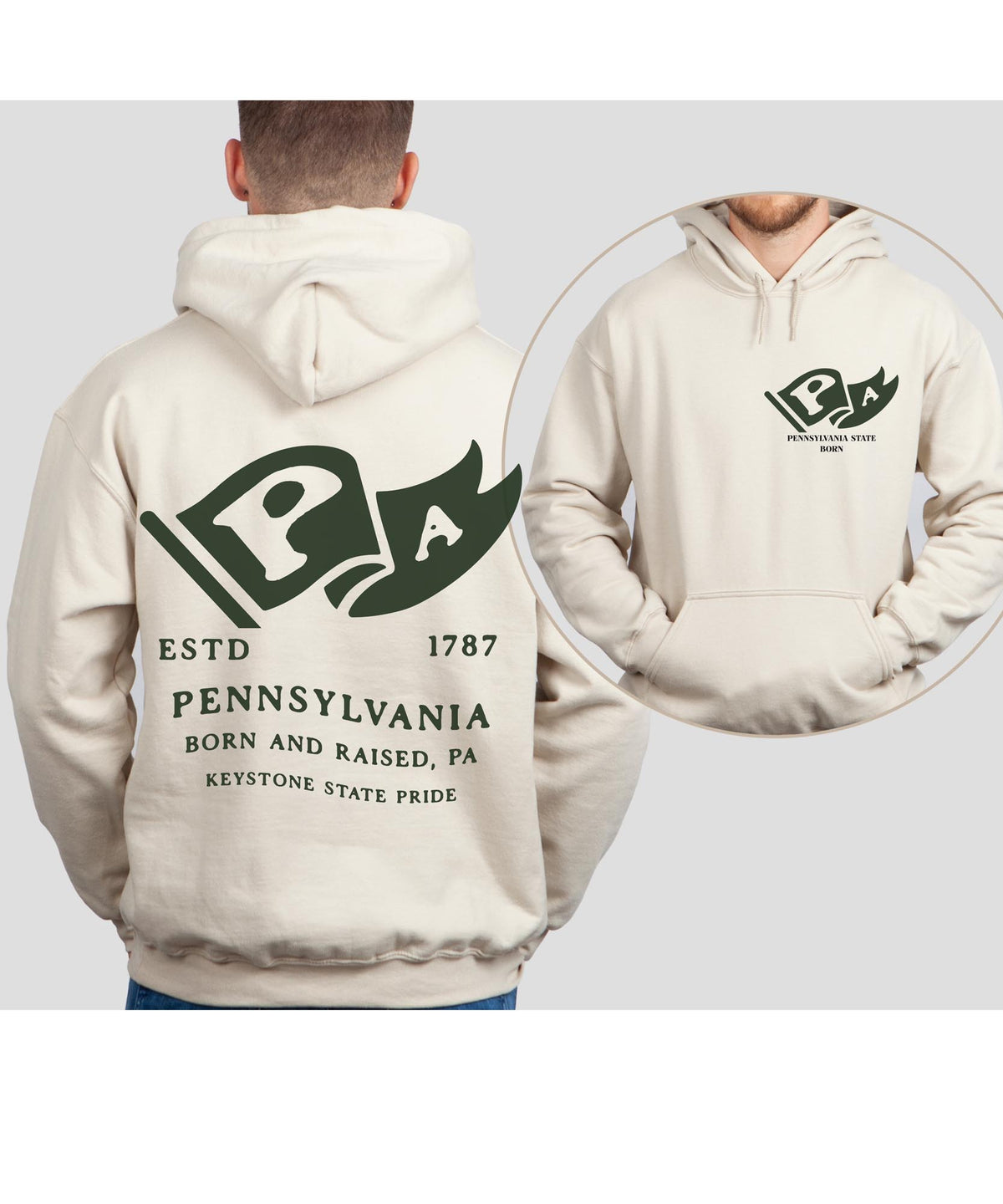 Pennsylvania State Born and Raised Unisex Hoodie - Keystone State Pride Design