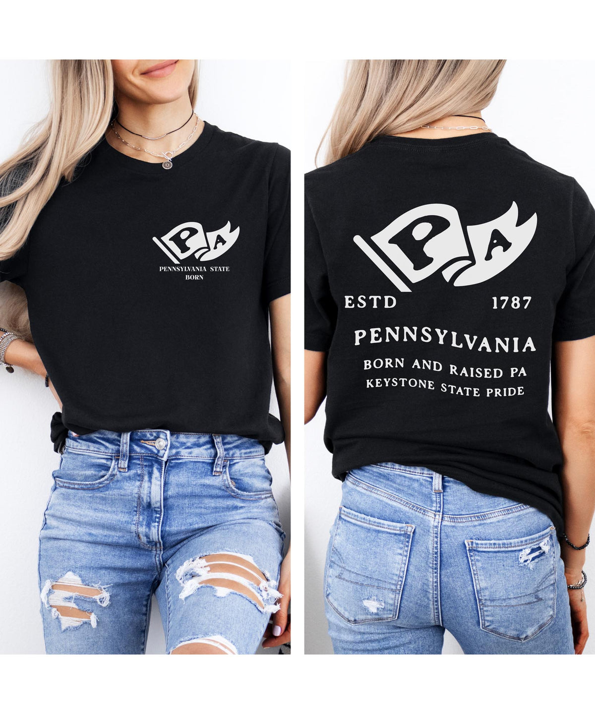 Pennsylvania Born & Raised T-Shirt – Keystone State Pride, Front & Back Design