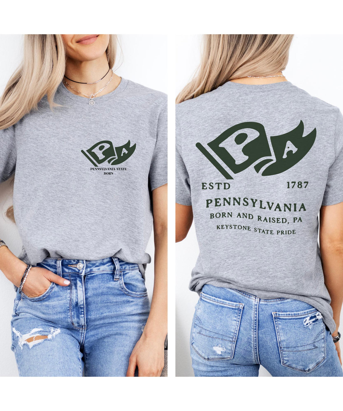 Pennsylvania Born & Raised T-Shirt – Keystone State Pride, Front & Back Design