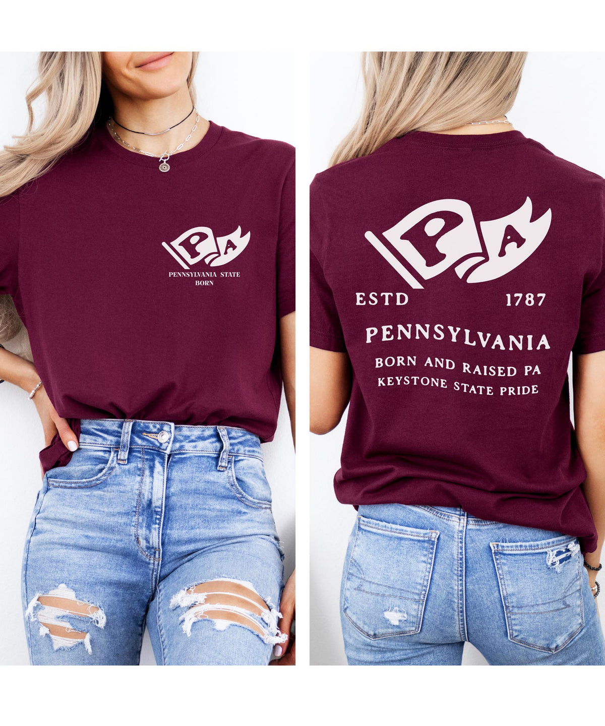 Pennsylvania Born & Raised T-Shirt – Keystone State Pride, Front & Back Design