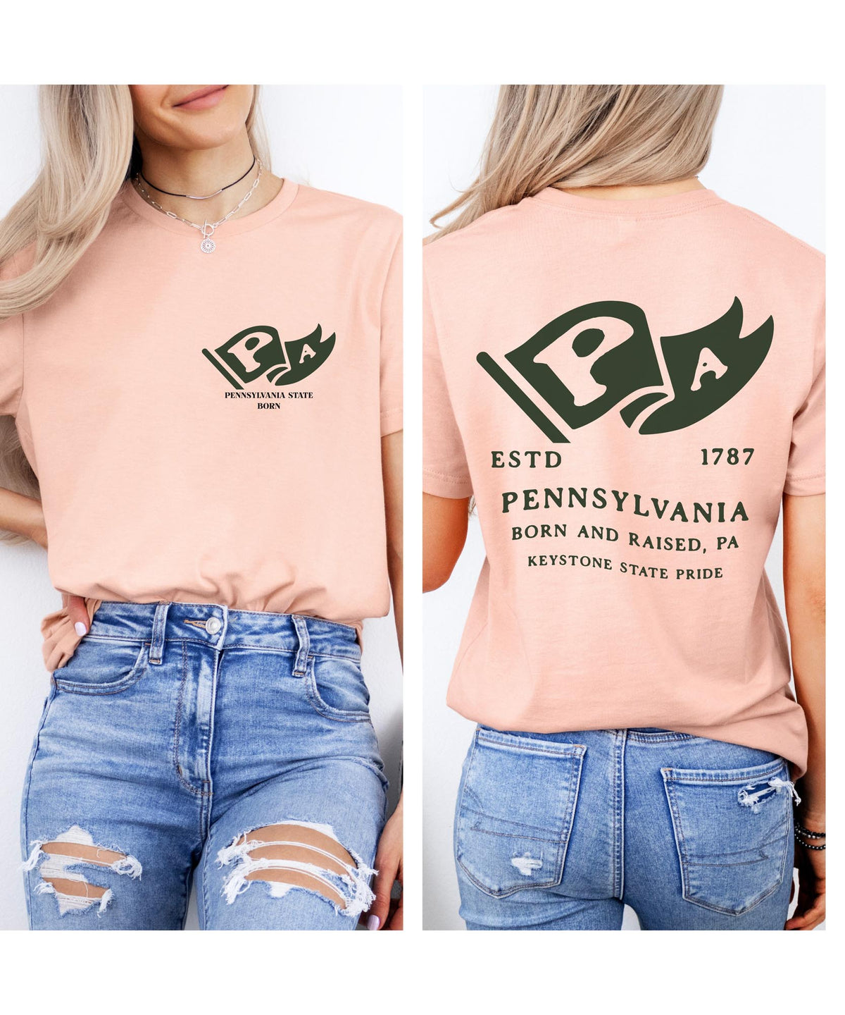 Pennsylvania Born & Raised T-Shirt – Keystone State Pride, Front & Back Design