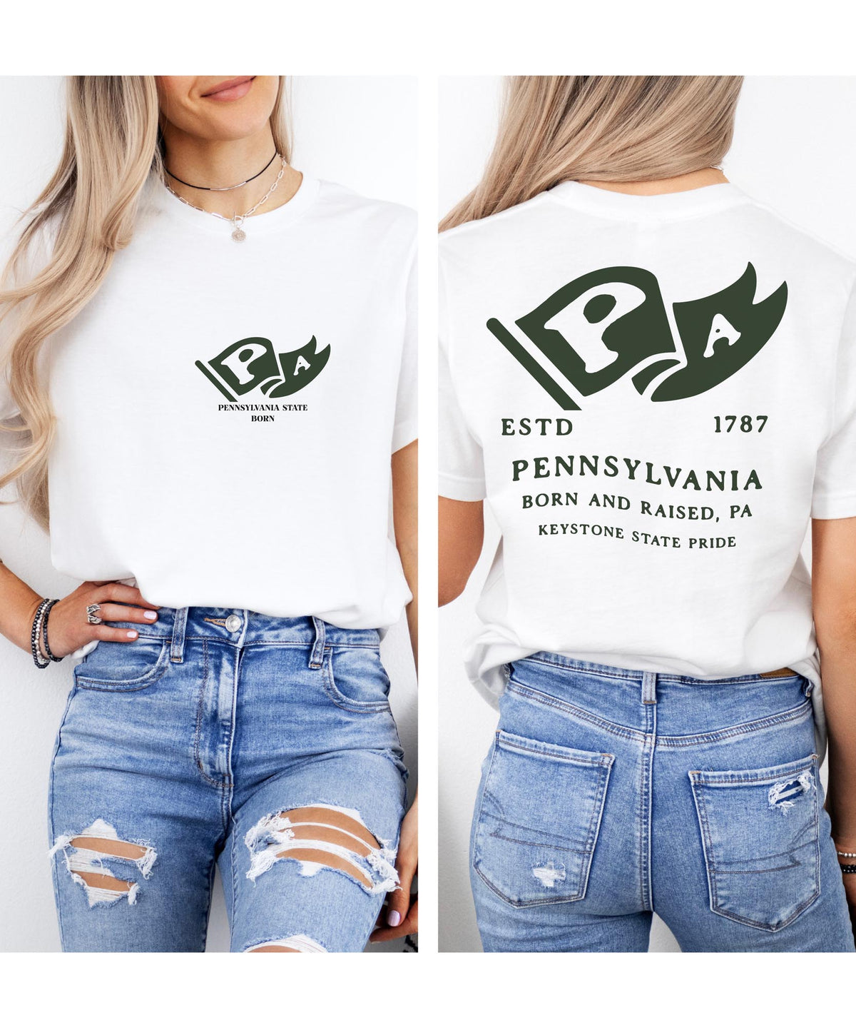 Pennsylvania Born & Raised T-Shirt – Keystone State Pride, Front & Back Design