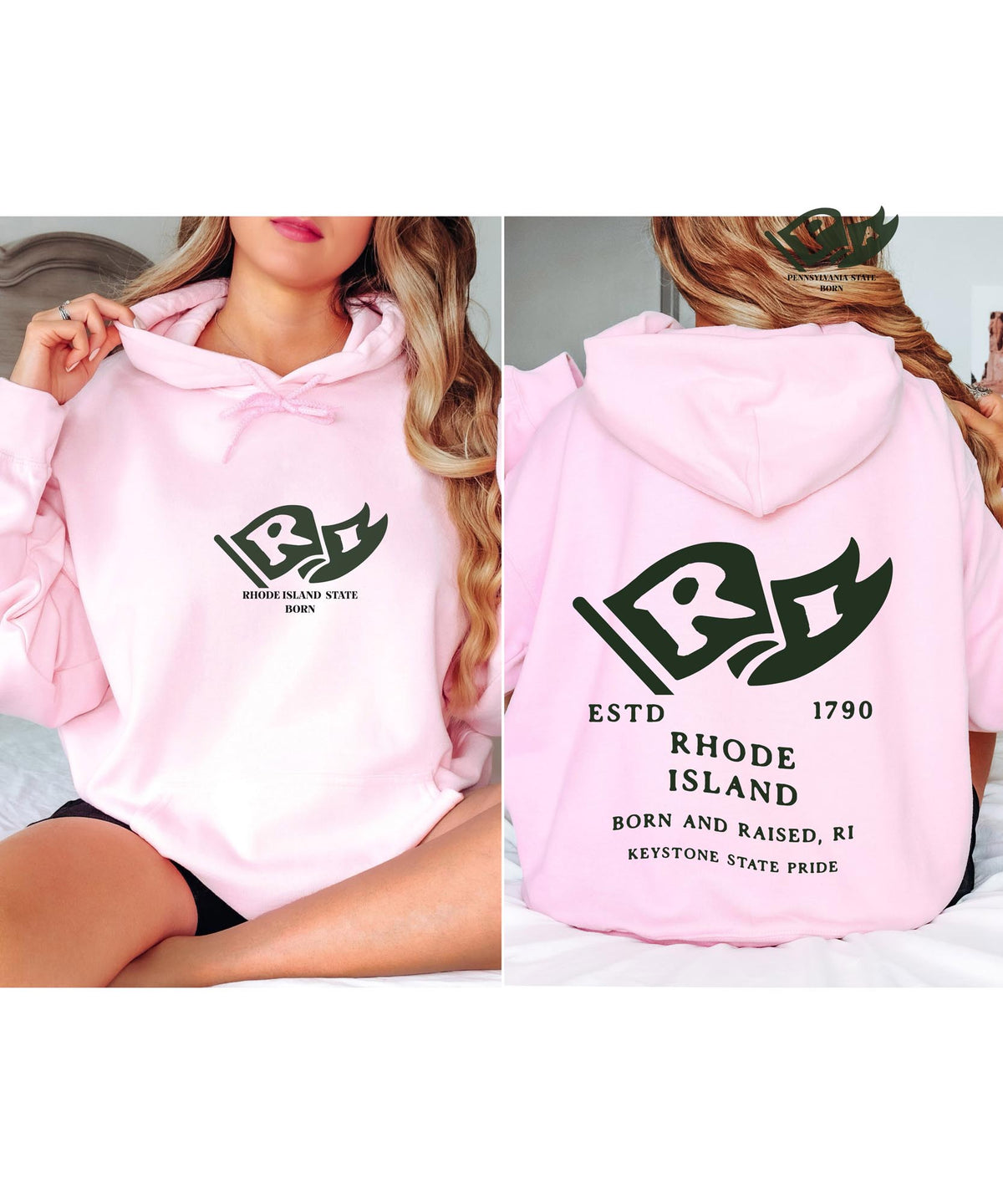 Rhode Island State Born and Raised Unisex Hoodie - Ocean State Pride Design