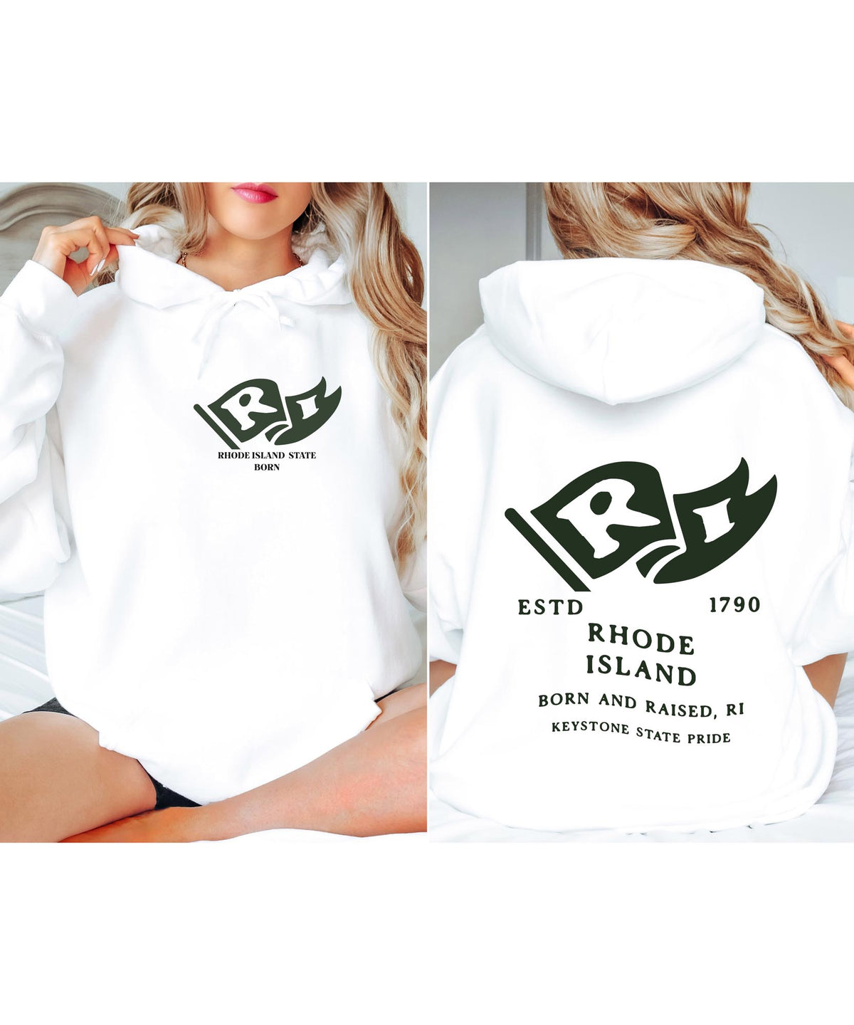 Rhode Island State Born and Raised Unisex Hoodie - Ocean State Pride Design