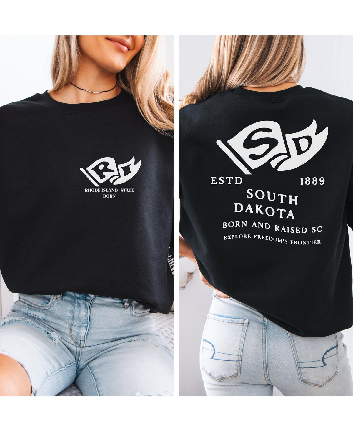 South Dakota Born & Raised Sweatshirt – Mount Rushmore State Pride, Front & Back Design
