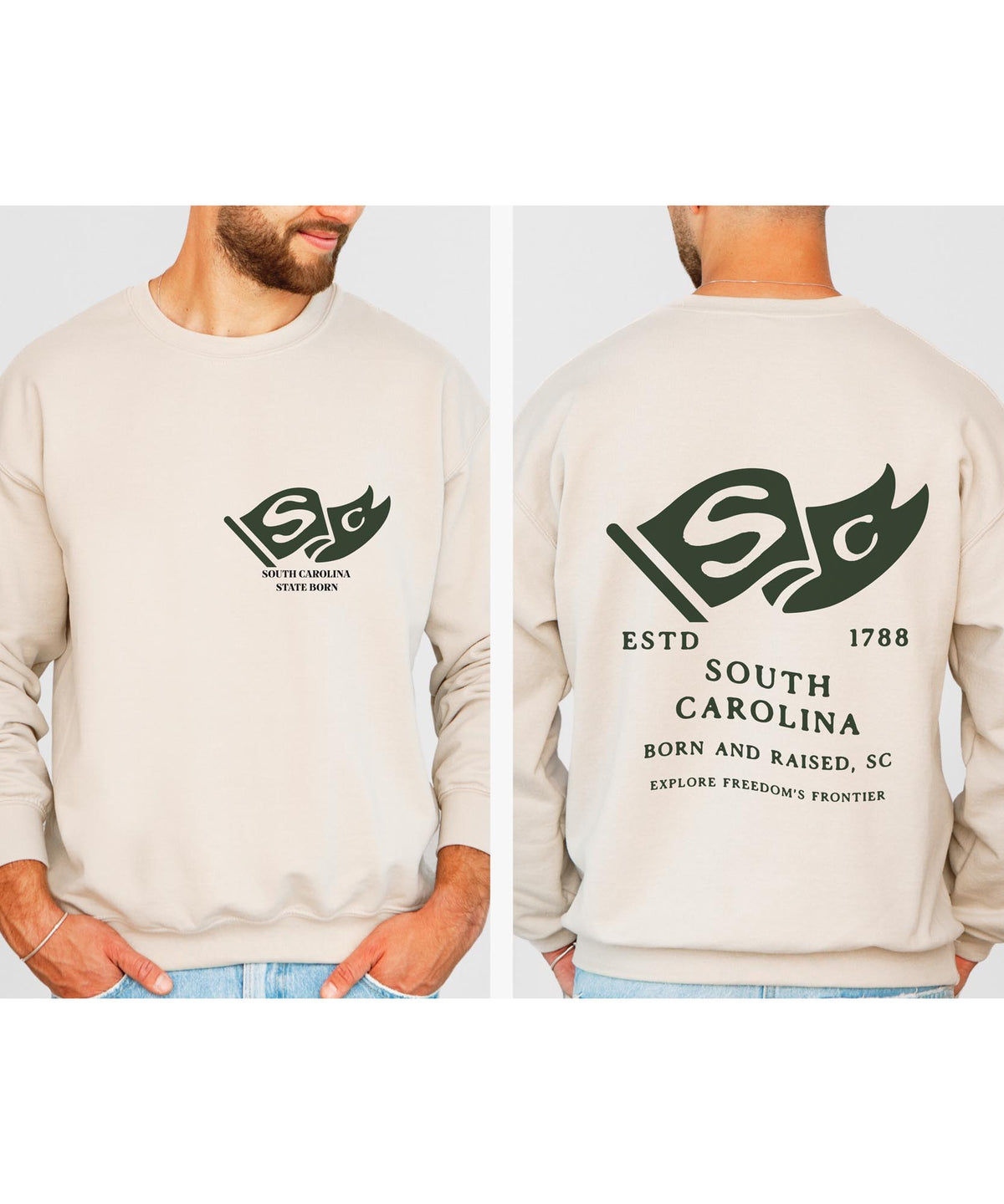 South Dakota Born & Raised Sweatshirt – Mount Rushmore State Pride, Front & Back Design