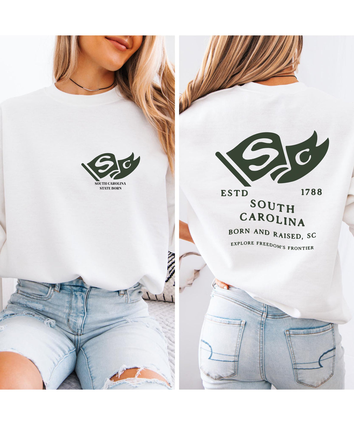 South Dakota Born & Raised Sweatshirt – Mount Rushmore State Pride, Front & Back Design