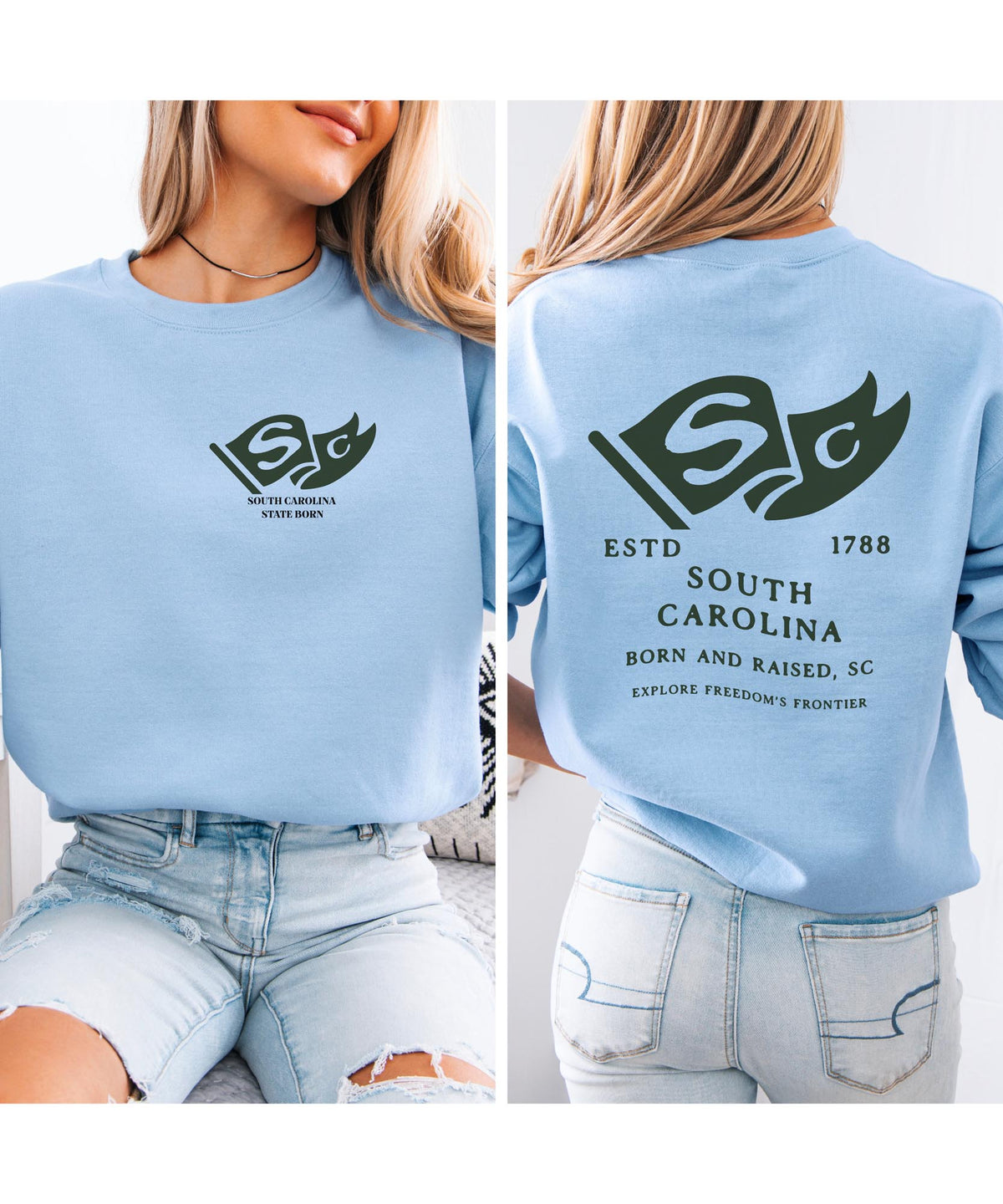 South Dakota Born & Raised Sweatshirt – Mount Rushmore State Pride, Front & Back Design