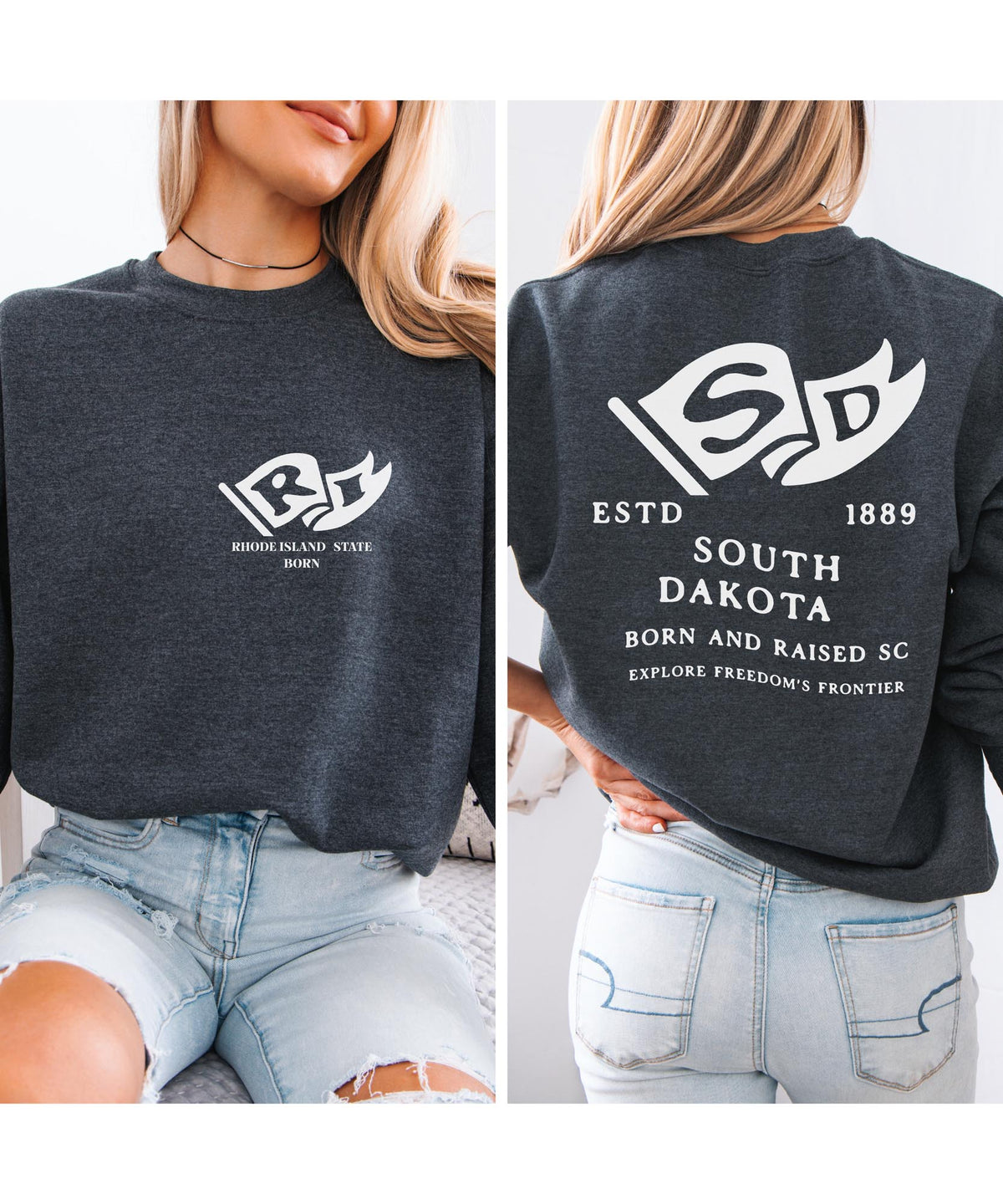 South Dakota Born & Raised Sweatshirt – Mount Rushmore State Pride, Front & Back Design