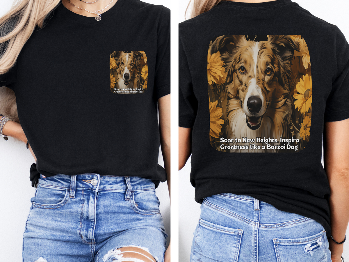 Borzoi Sunflower Tee – 'Soar to New Heights' Front & Back Design