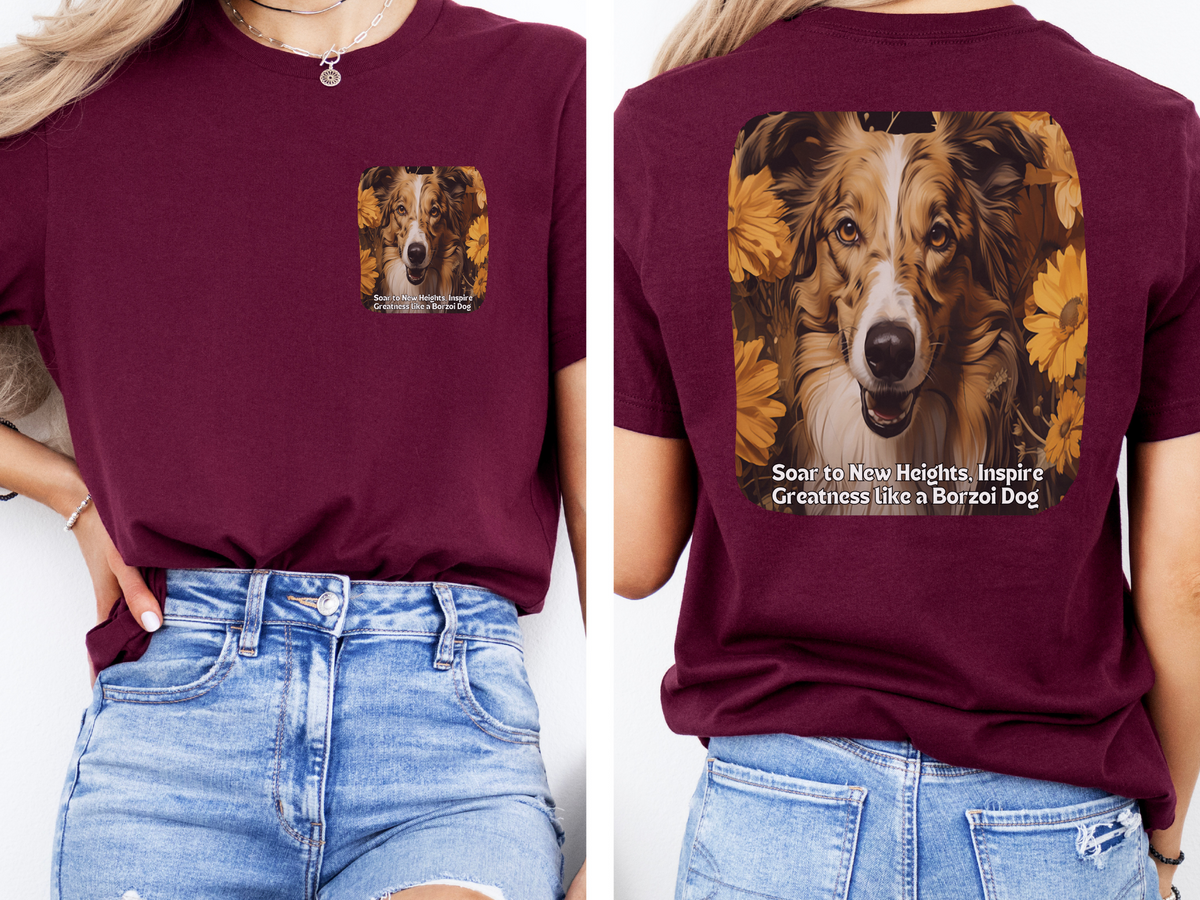 Borzoi Sunflower Tee – 'Soar to New Heights' Front & Back Design