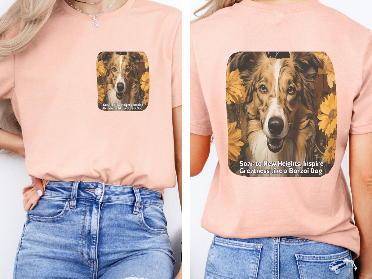 Borzoi Sunflower Tee – 'Soar to New Heights' Front & Back Design