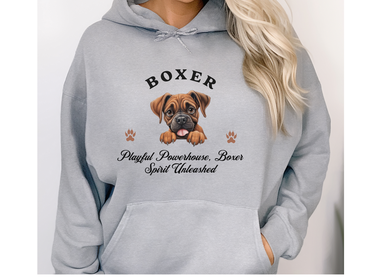 Boxer Dog Hoodie – "Playful Powerhouse, Boxer Spirit Unleashed" | Unisex Cozy Hoodie for Energetic & Loyal Companions