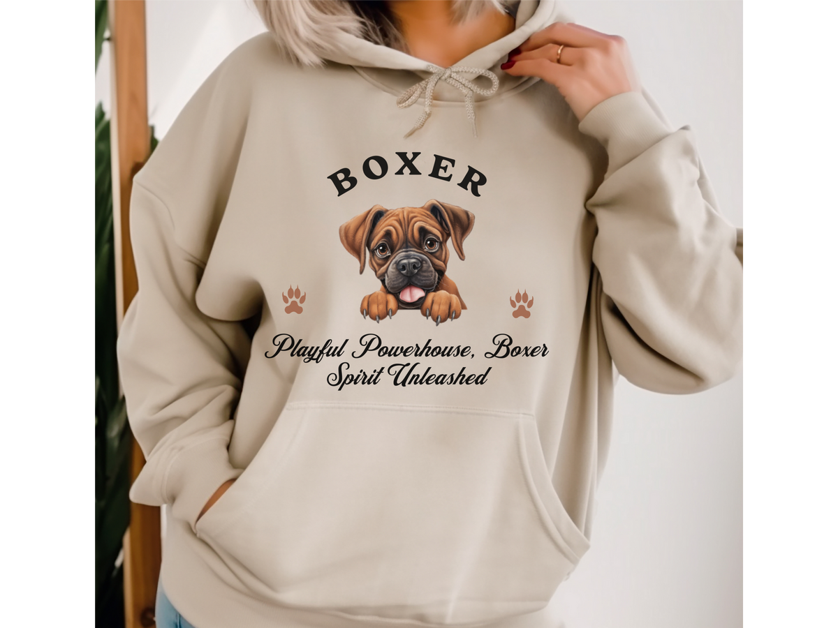 Boxer Dog Hoodie – "Playful Powerhouse, Boxer Spirit Unleashed" | Unisex Cozy Hoodie for Energetic & Loyal Companions
