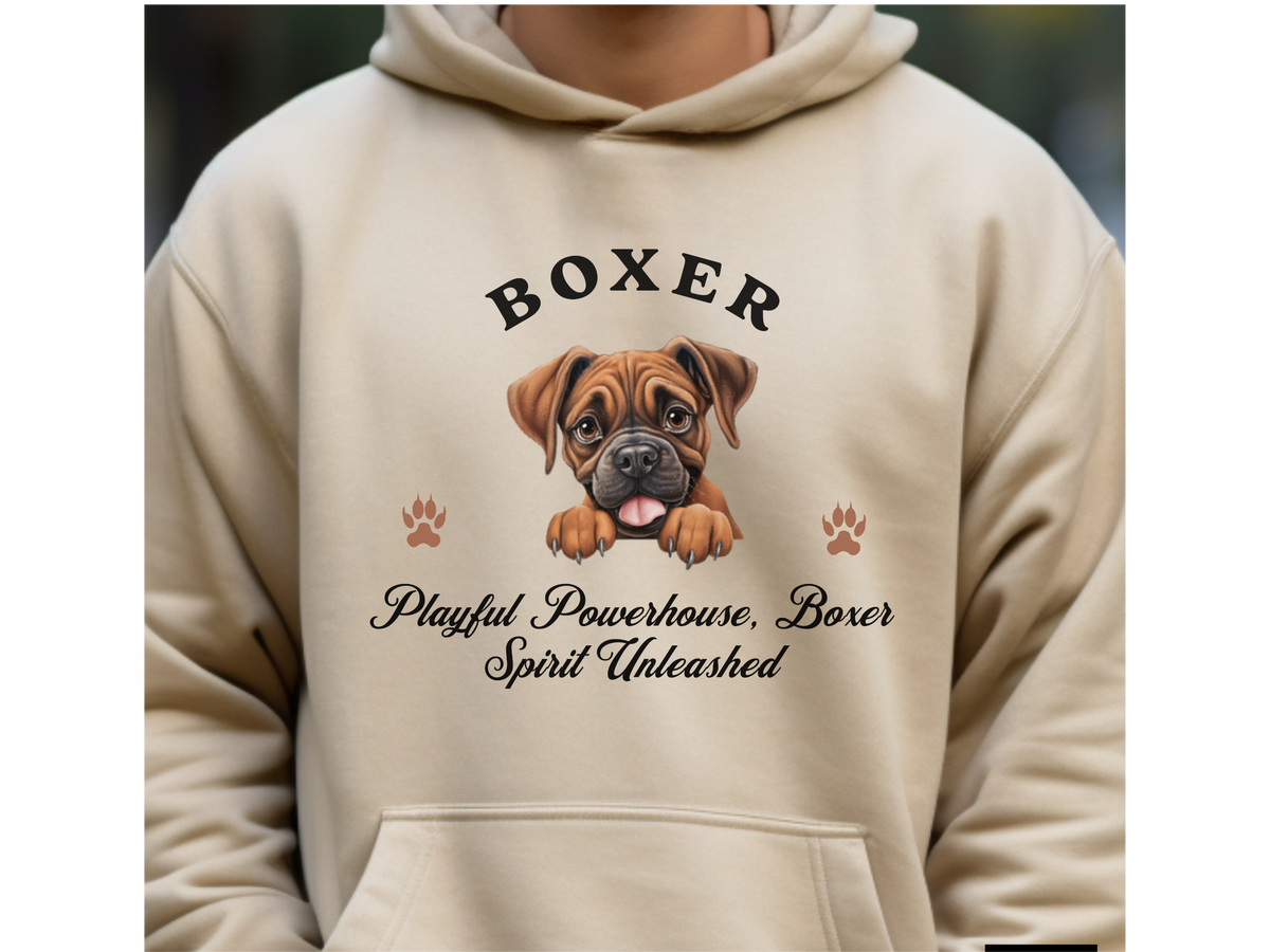 Boxer Dog Hoodie – "Playful Powerhouse, Boxer Spirit Unleashed" | Unisex Cozy Hoodie for Energetic & Loyal Companions