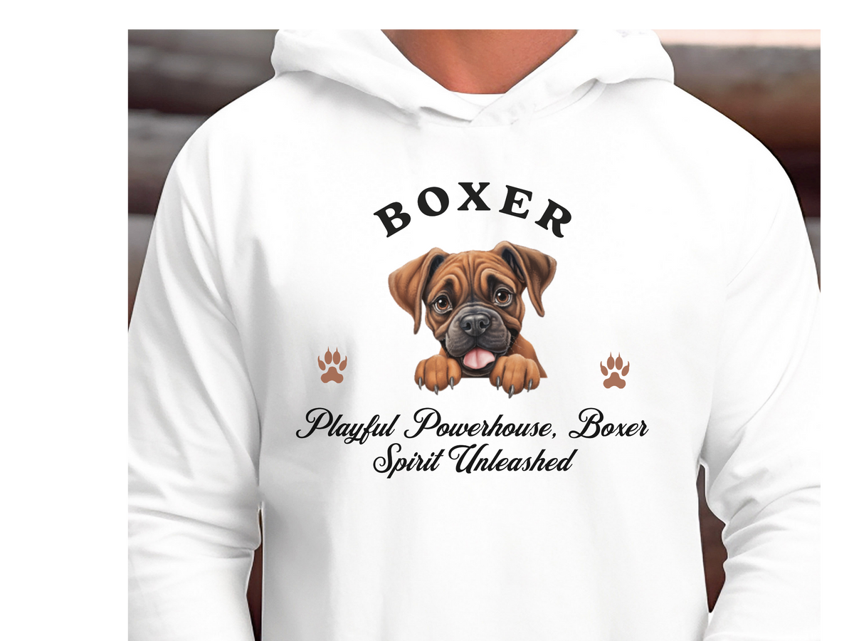 Boxer Dog Hoodie – "Playful Powerhouse, Boxer Spirit Unleashed" | Unisex Cozy Hoodie for Energetic & Loyal Companions