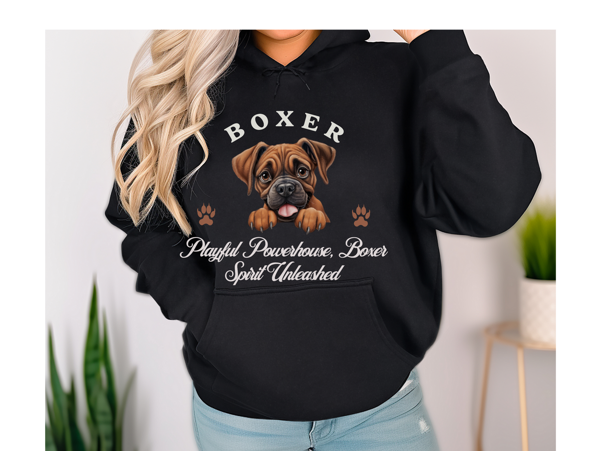 Boxer Dog Hoodie – "Playful Powerhouse, Boxer Spirit Unleashed" | Unisex Cozy Hoodie for Energetic & Loyal Companions