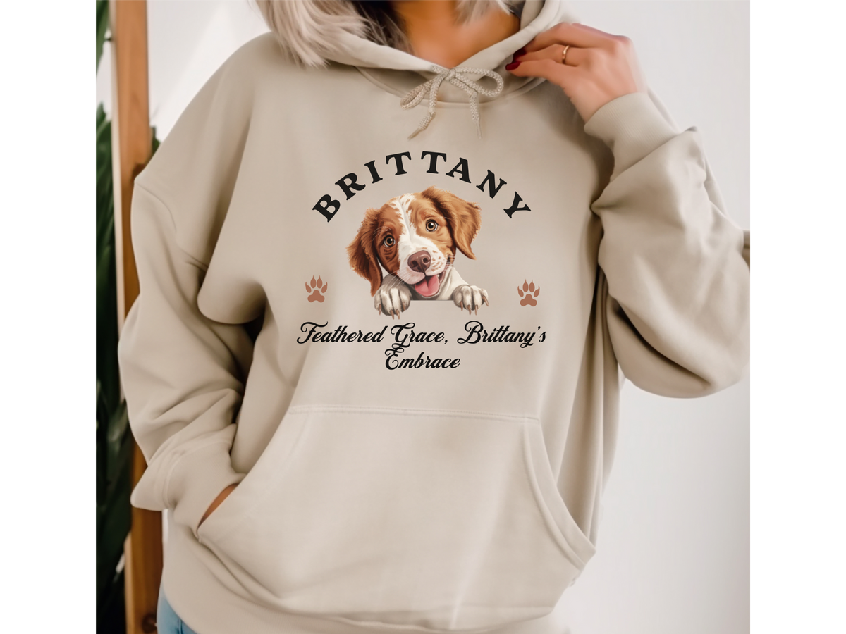 Brittany Dog Hoodie – "Feathered Grace, Brittany's Embrace" | Unisex Cozy Hoodie for Energetic & Loving Pups