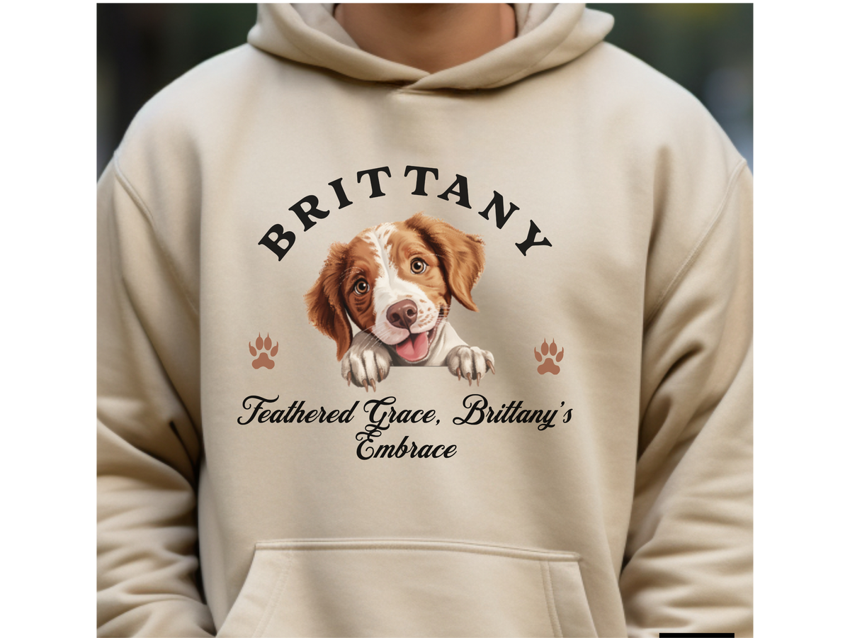 Brittany Dog Hoodie – "Feathered Grace, Brittany's Embrace" | Unisex Cozy Hoodie for Energetic & Loving Pups