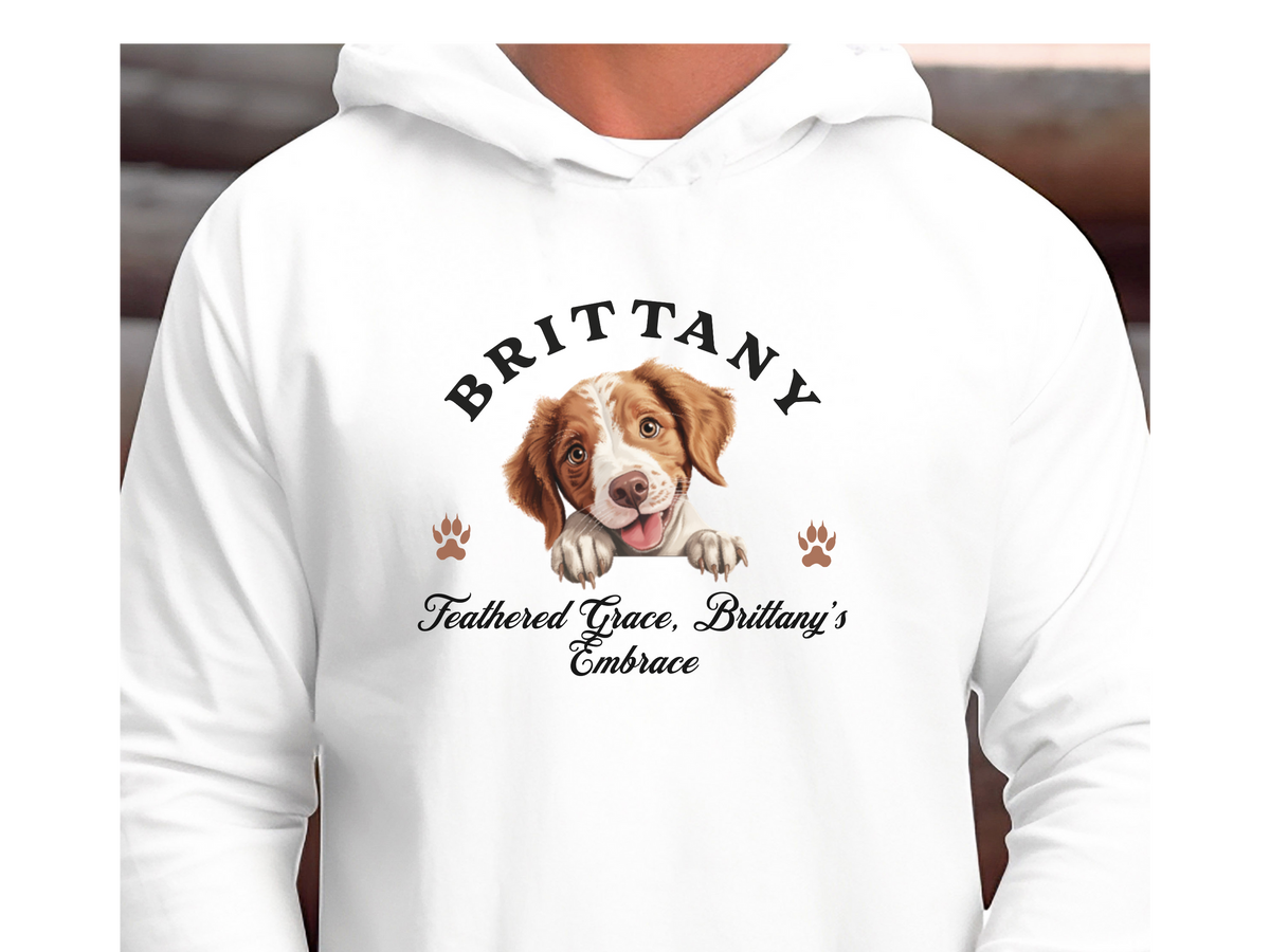 Brittany Dog Hoodie – "Feathered Grace, Brittany's Embrace" | Unisex Cozy Hoodie for Energetic & Loving Pups