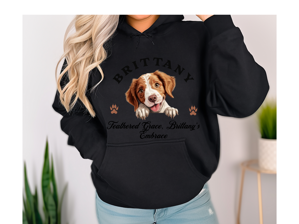 Brittany Dog Hoodie – "Feathered Grace, Brittany's Embrace" | Unisex Cozy Hoodie for Energetic & Loving Pups