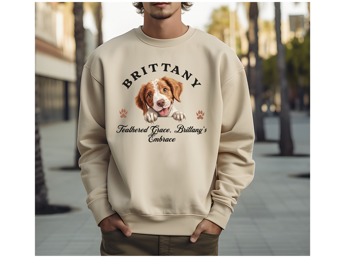 Brittany Dog Sweatshirt – Feathered Grace, Brittany’s Embrace – Unisex Dog Lover Apparel