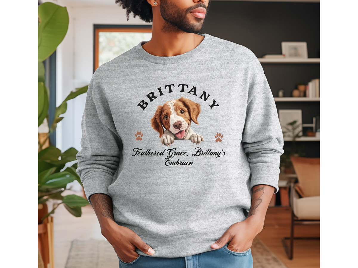 Brittany Dog Sweatshirt – Feathered Grace, Brittany’s Embrace – Unisex Dog Lover Apparel