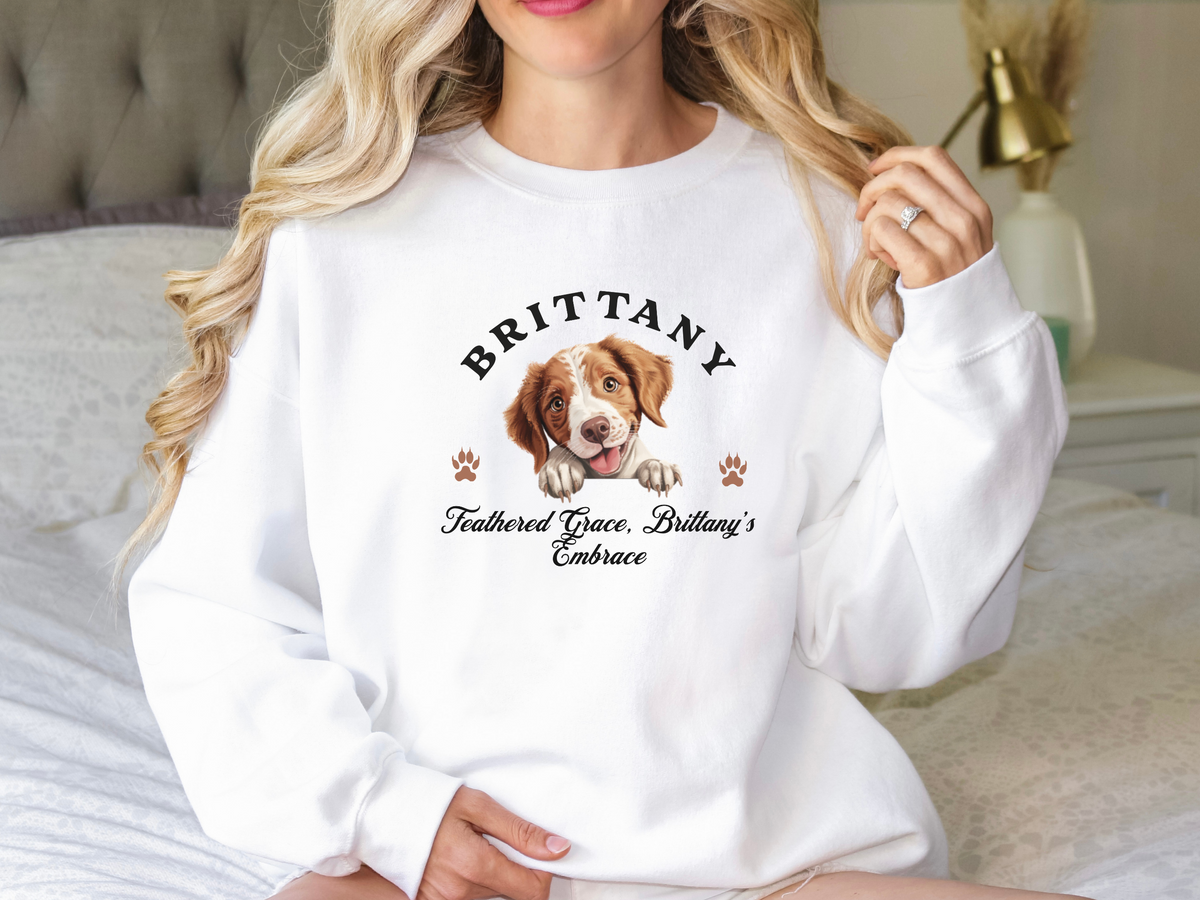 Brittany Dog Sweatshirt – Feathered Grace, Brittany’s Embrace – Unisex Dog Lover Apparel