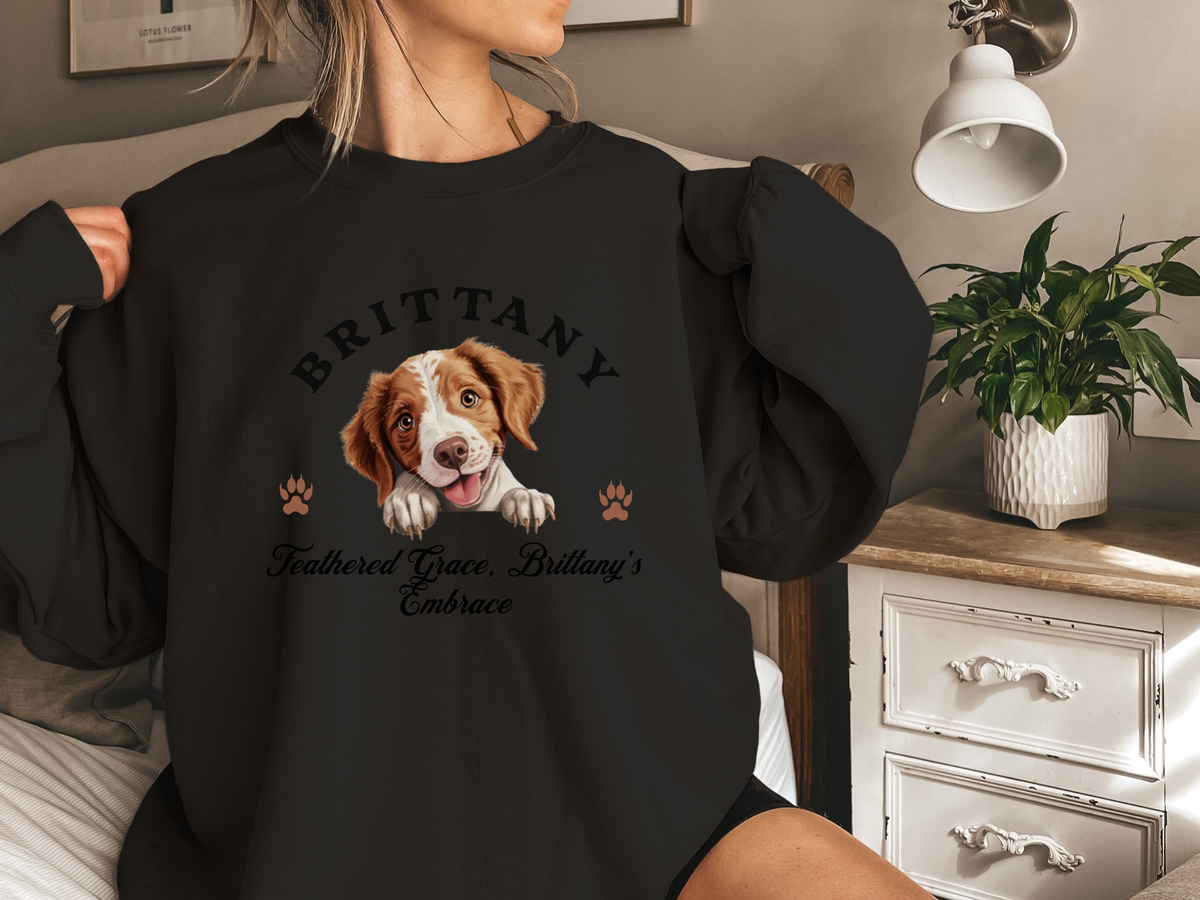 Brittany Dog Sweatshirt – Feathered Grace, Brittany’s Embrace – Unisex Dog Lover Apparel
