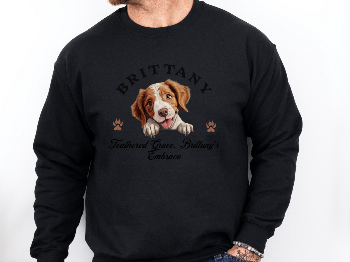 Brittany Dog Sweatshirt – Feathered Grace, Brittany’s Embrace – Unisex Dog Lover Apparel