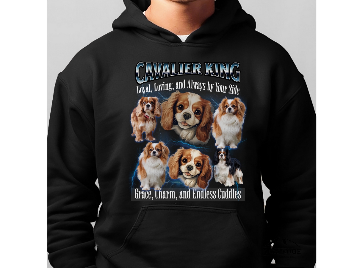 Cavalier King Charles Spaniel Bootleg Collage Hoodie – Loyal, Loving, and Always by Your Side | Unisex Dog Lover Pullover