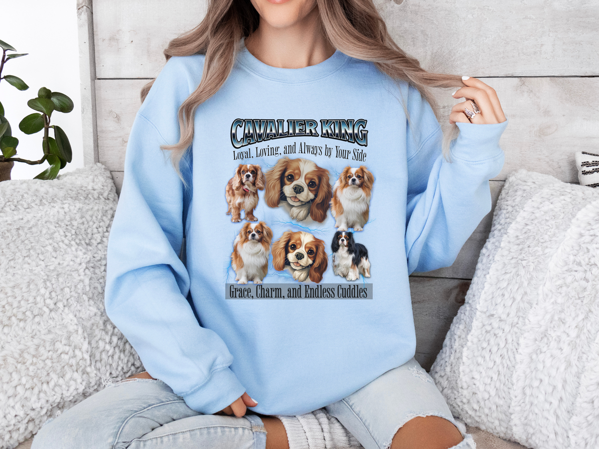 Cavalier King Charles Spaniel Bootleg Collage Sweatshirt – Loyal, Loving, and Always by Your Side | Unisex Dog Lover Pullover