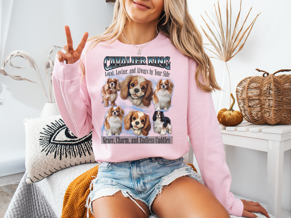Cavalier King Charles Spaniel Bootleg Collage Sweatshirt – Loyal, Loving, and Always by Your Side | Unisex Dog Lover Pullover