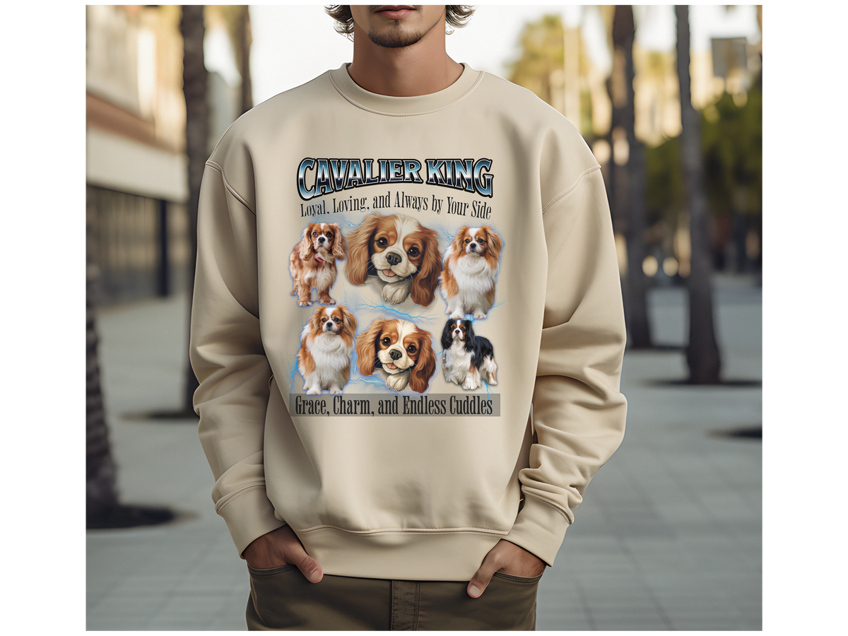 Cavalier King Charles Spaniel Bootleg Collage Sweatshirt – Loyal, Loving, and Always by Your Side | Unisex Dog Lover Pullover