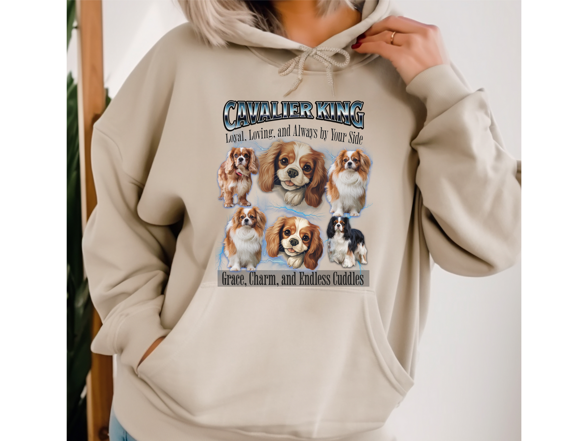 Cavalier King Charles Spaniel Bootleg Collage Hoodie – Loyal, Loving, and Always by Your Side | Unisex Dog Lover Pullover