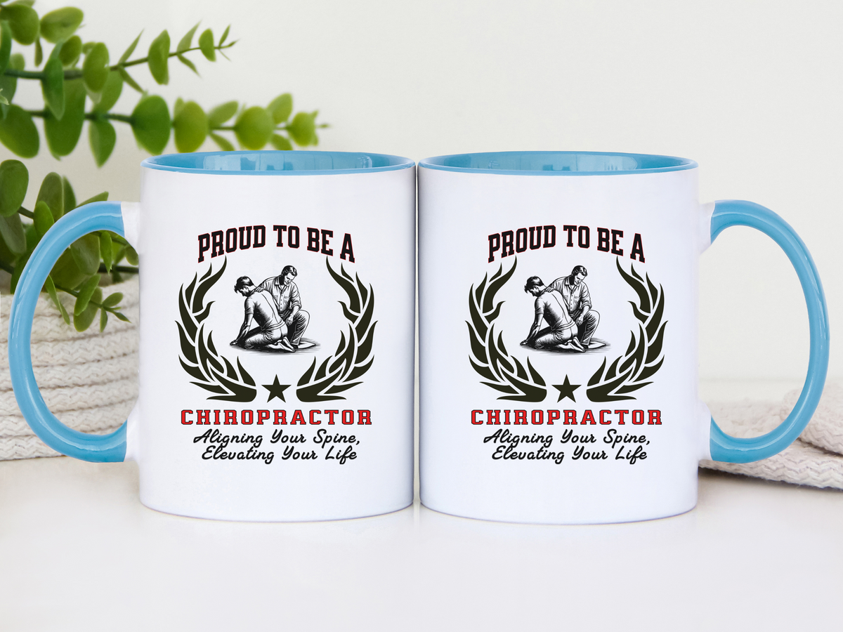 PROUD TO BE A CHIROPRACTOR Accent Coffee Mug – “Aligning Your Spine, Elevating Your Life” – Unique Gift for Chiropractors by New Edge Gifts and Novelties