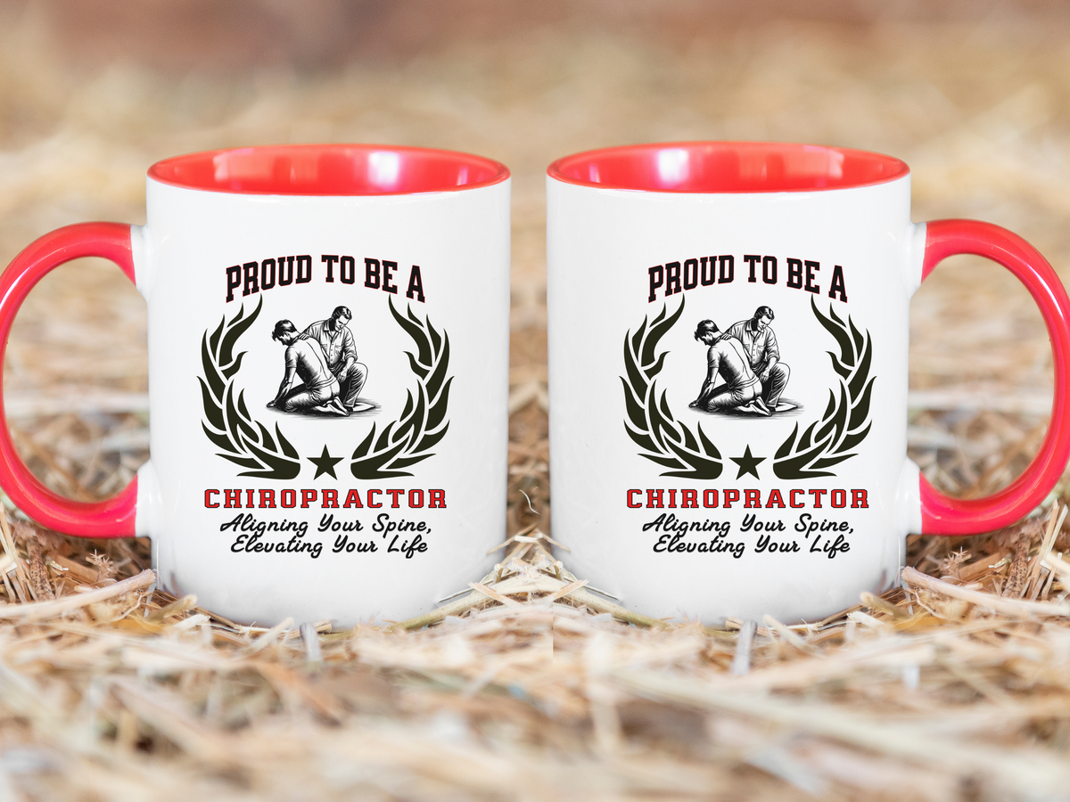 PROUD TO BE A CHIROPRACTOR Accent Coffee Mug – “Aligning Your Spine, Elevating Your Life” – Unique Gift for Chiropractors by New Edge Gifts and Novelties