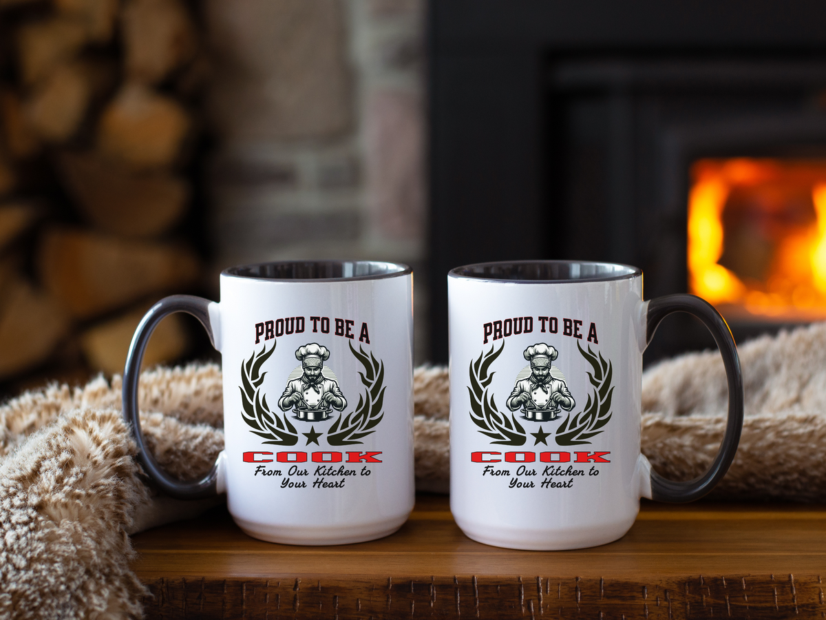 PROUD TO BE A COOK Accent Coffee Mug – “From Our Kitchen to Your Heart” – Culinary Gift for Chefs & Kitchen Staff by New Edge Gifts and Novelties