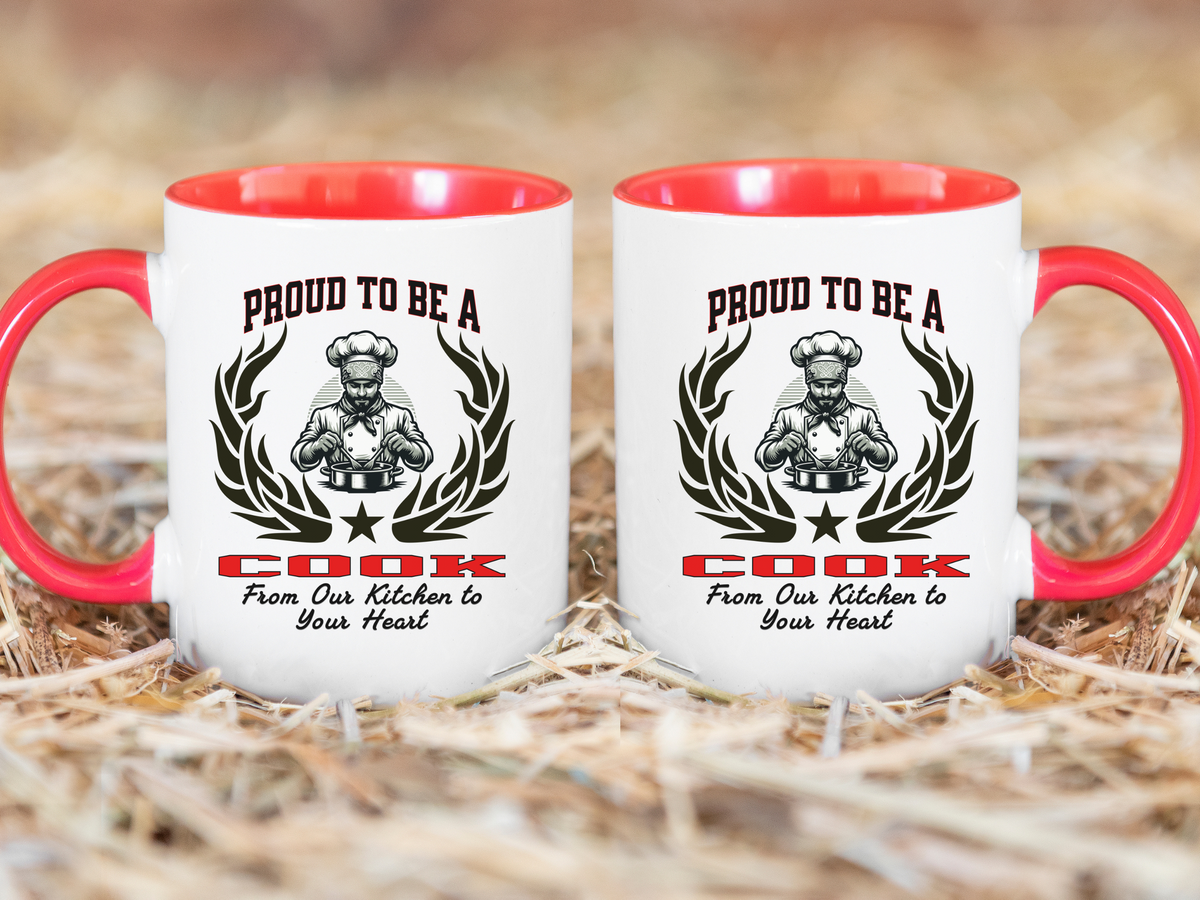 PROUD TO BE A COOK Accent Coffee Mug – “From Our Kitchen to Your Heart” – Culinary Gift for Chefs & Kitchen Staff by New Edge Gifts and Novelties