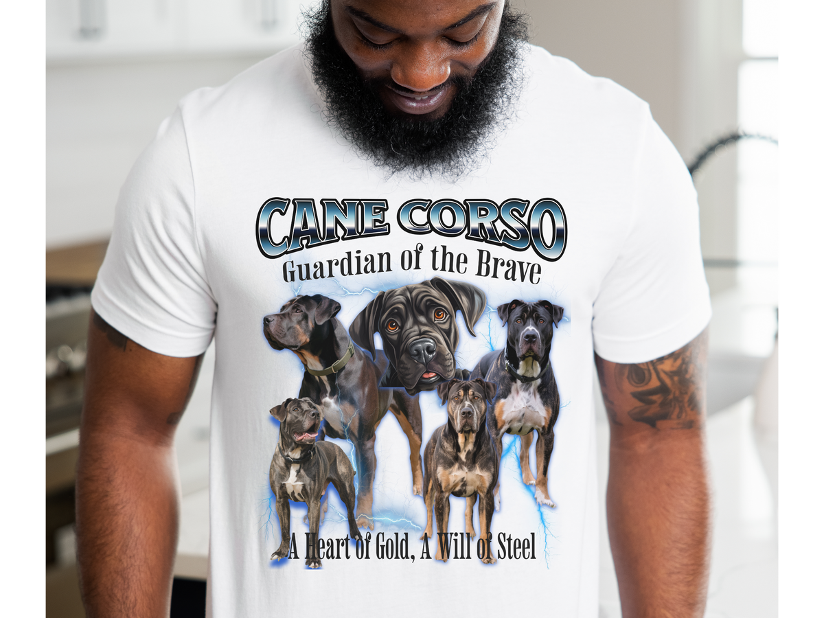 Cane Corso Bootleg Collage T-Shirt – Guardian of the Brave Unisex Dog Lover Tee