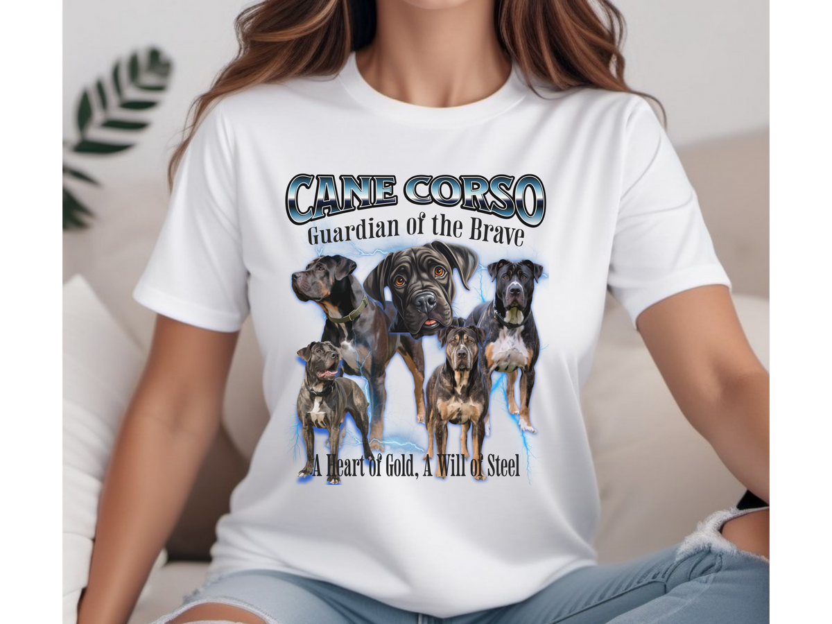Cane Corso Bootleg Collage T-Shirt – Guardian of the Brave Unisex Dog Lover Tee