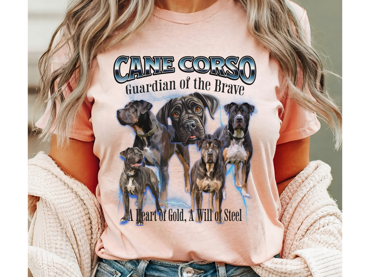 Cane Corso Bootleg Collage T-Shirt – Guardian of the Brave Unisex Dog Lover Tee