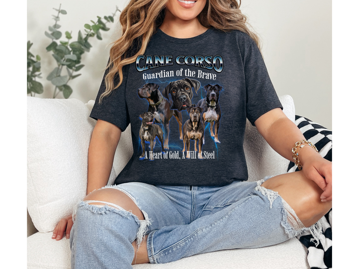 Cane Corso Bootleg Collage T-Shirt – Guardian of the Brave Unisex Dog Lover Tee