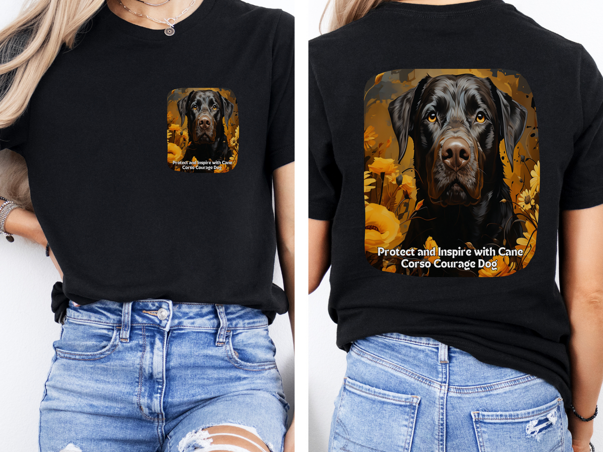 Cane Corso Sunflower Tee – 'Protect & Inspire' Front & Back Design