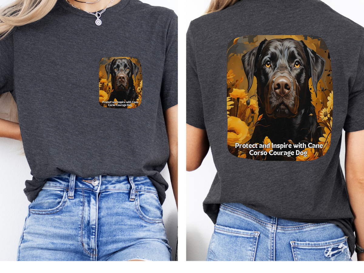 Cane Corso Sunflower Tee – 'Protect & Inspire' Front & Back Design