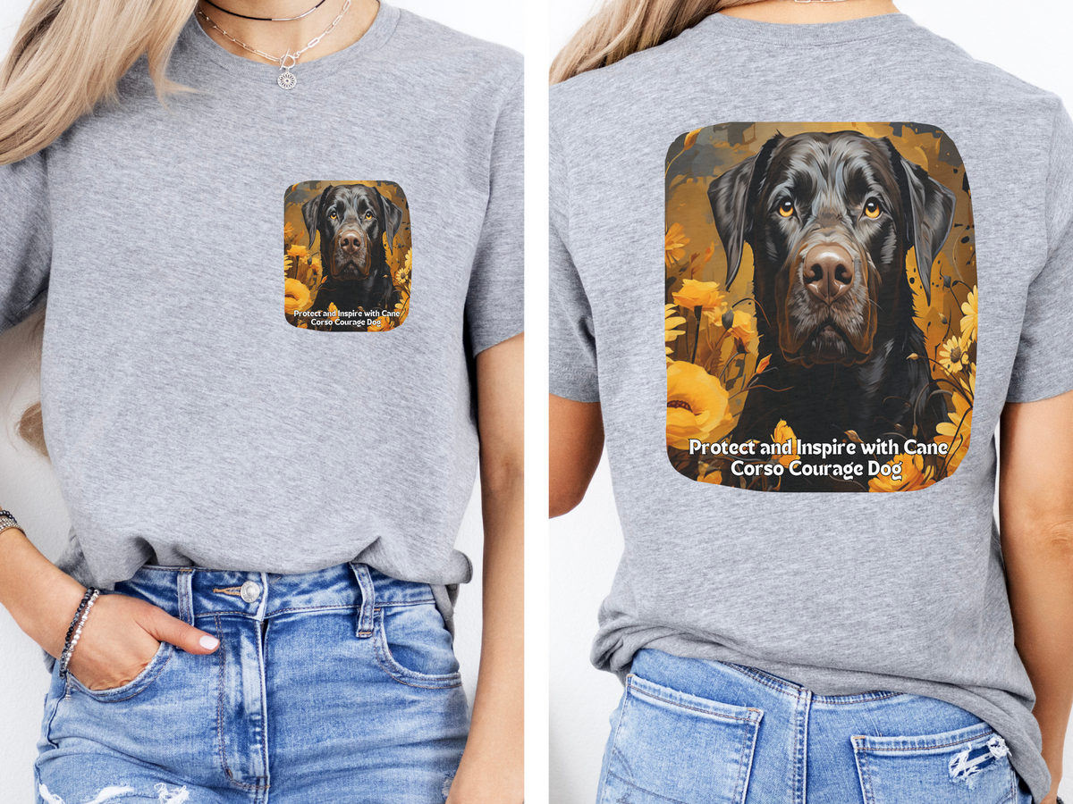 Cane Corso Sunflower Tee – 'Protect & Inspire' Front & Back Design