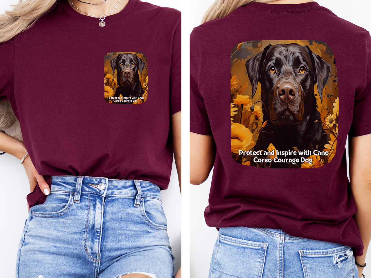 Cane Corso Sunflower Tee – 'Protect & Inspire' Front & Back Design