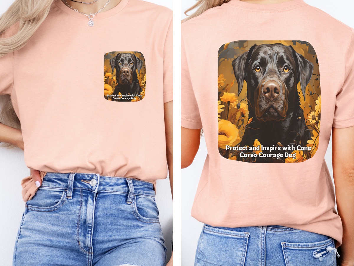 Cane Corso Sunflower Tee – 'Protect & Inspire' Front & Back Design