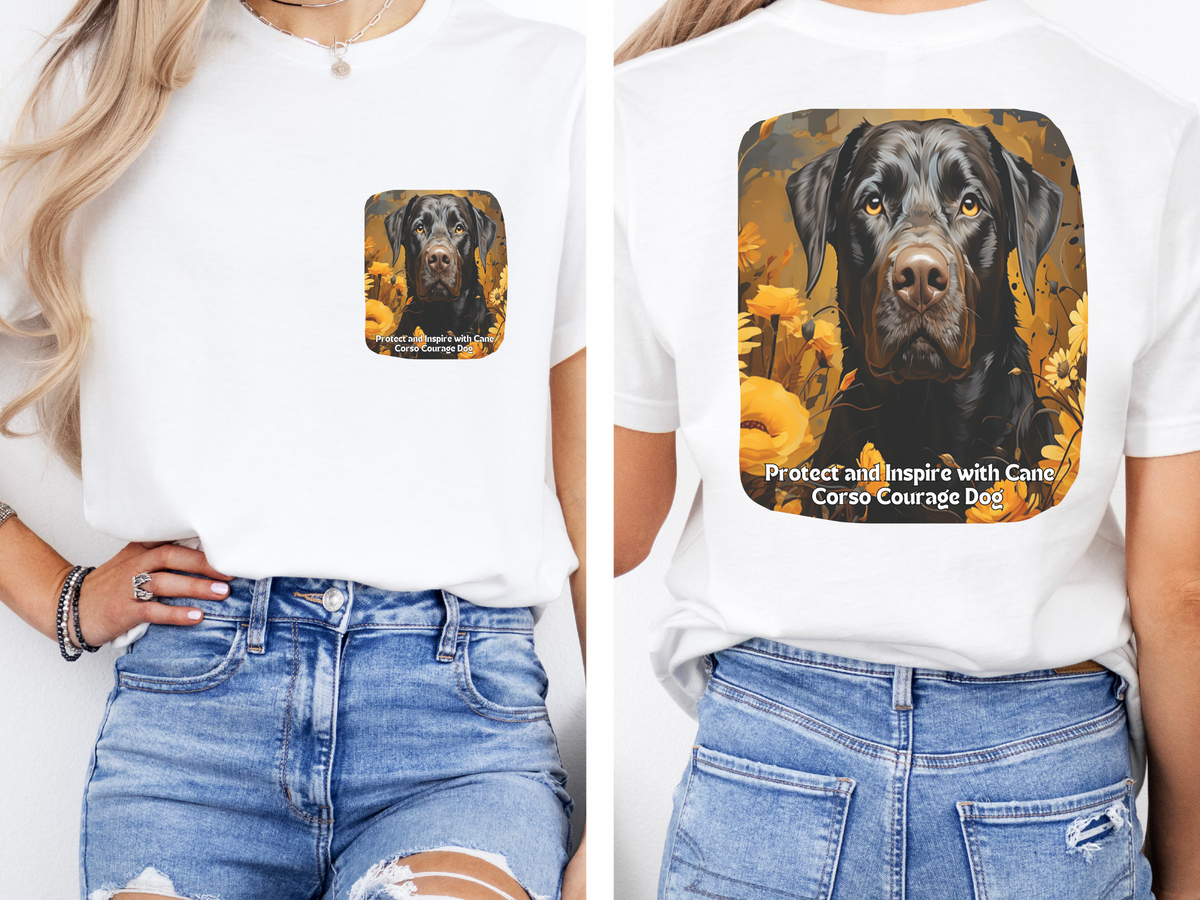 Cane Corso Sunflower Tee – 'Protect & Inspire' Front & Back Design